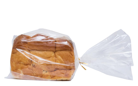 Wowfit Bread Poly Bags – Pack of 100 Entirely Transparent Clear Bakery Bags – Bread Loaf Packing Bags with 100 Gold Twist Ties – 8x4x18-Inch Grocery Bread Bags