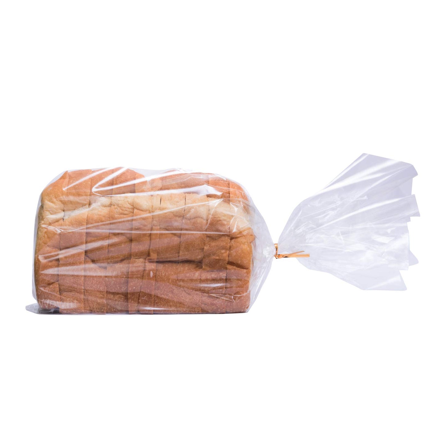 Wowfit Bread Poly Bags – Pack of 100 Entirely Transparent Clear Bakery Bags – Bread Loaf Packing Bags with 100 Gold Twist Ties – 8x4x18-Inch Grocery Bread Bags