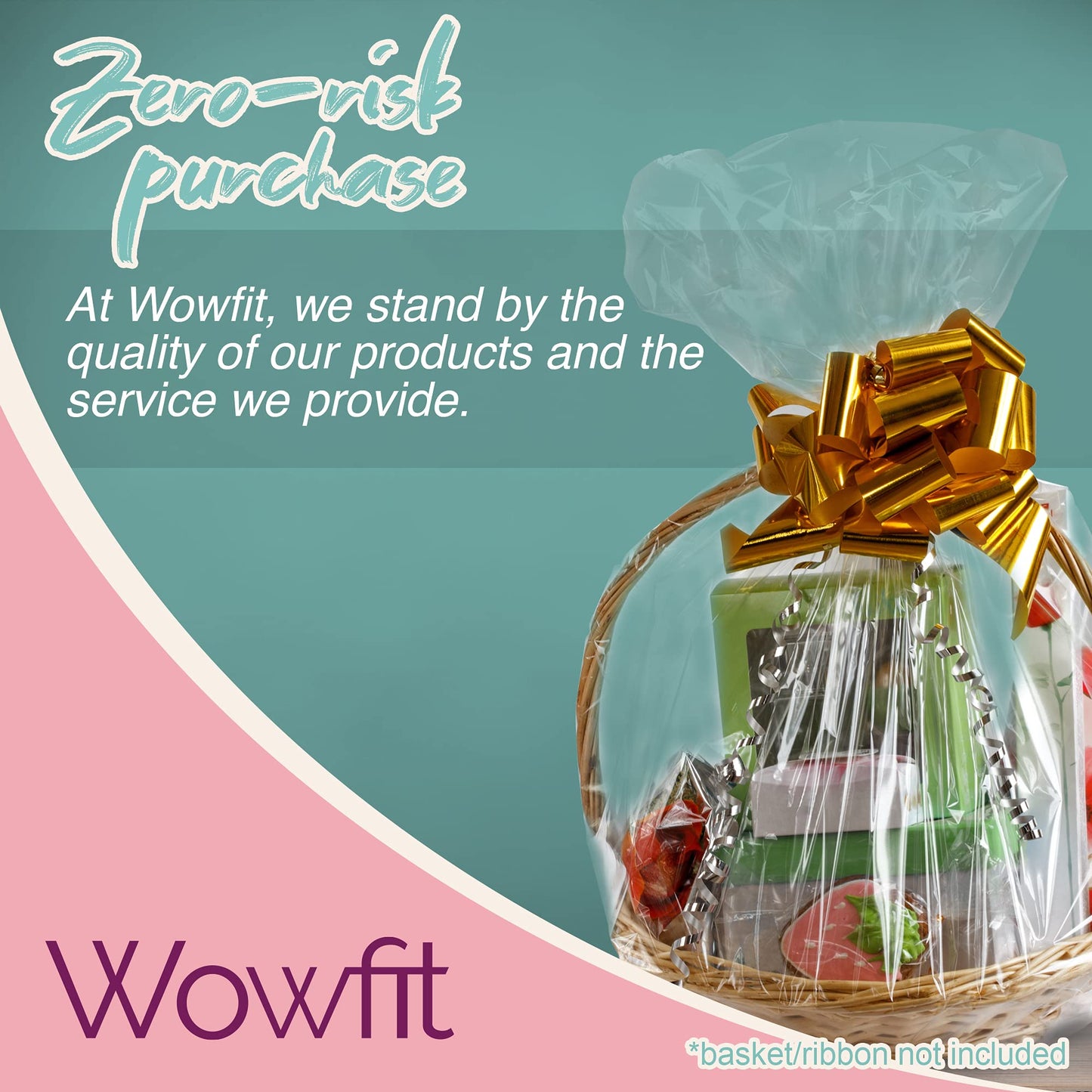 Wowfit Cello Bags,10 CT 18x30 inches Clear Cellophane Bags Perfect for Gift Baskets, Presents, Weddings, Bridal/Baby Showers and More (Flat, No Gusset, 18x30 inches, Not include Ribbon)